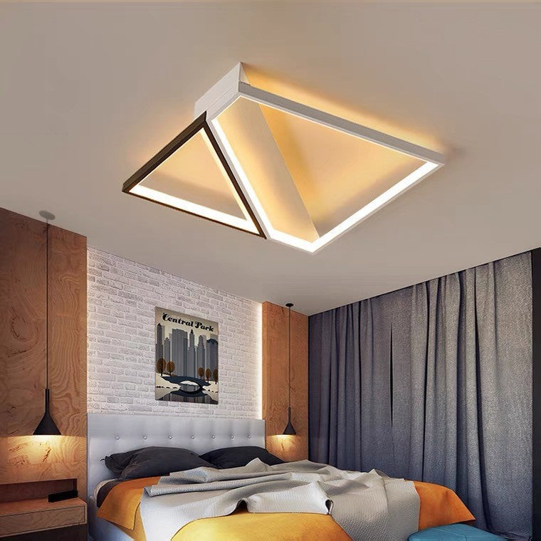 Modern Minimalist Lines Square Irregular Combination Iron LED Flush Mount Ceiling Light For Bedroom