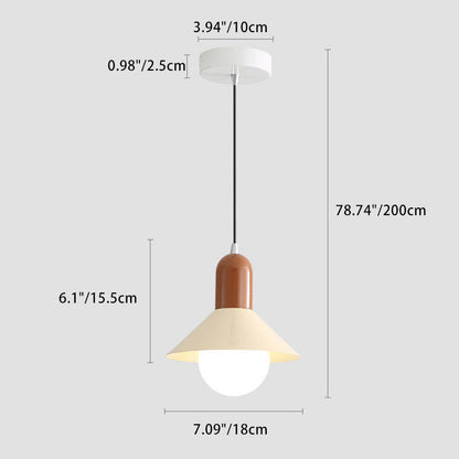 Contemporary Creative Round Cone Iron Shade 1-Light Pendant Light For Bedroom