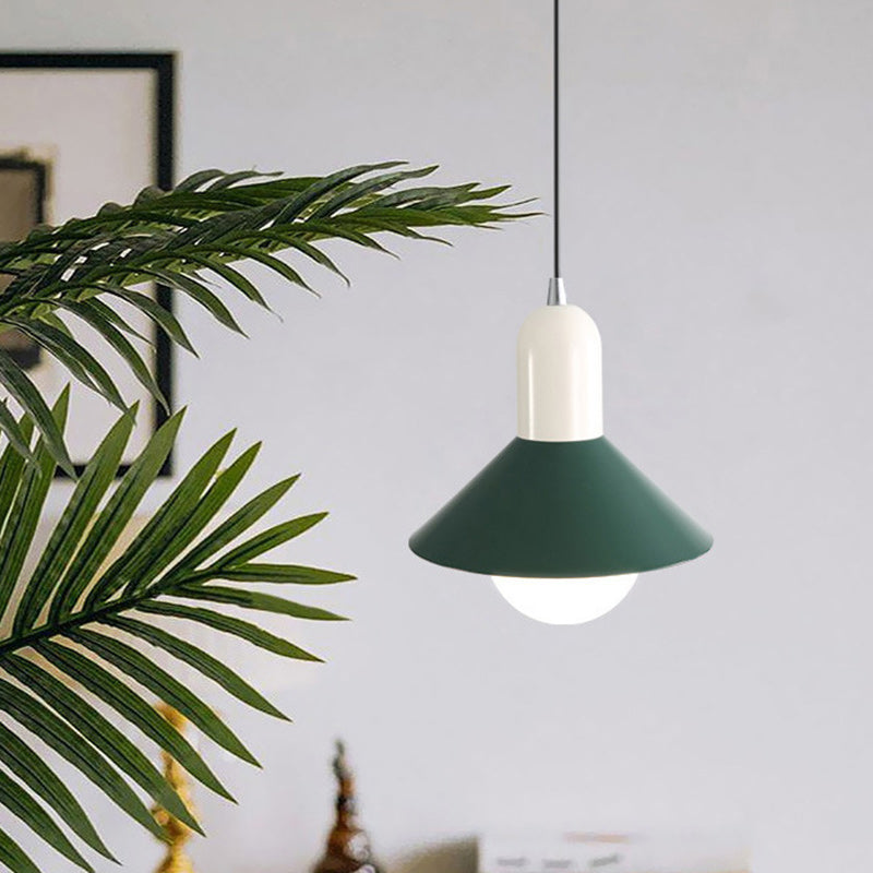 Contemporary Creative Round Cone Iron Shade 1-Light Pendant Light For Bedroom