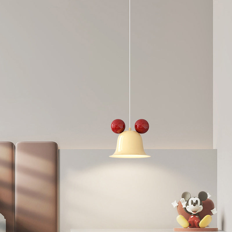 Contemporary Creative Round Bell Shape Iron 1-Light Pendant Light For Bedroom