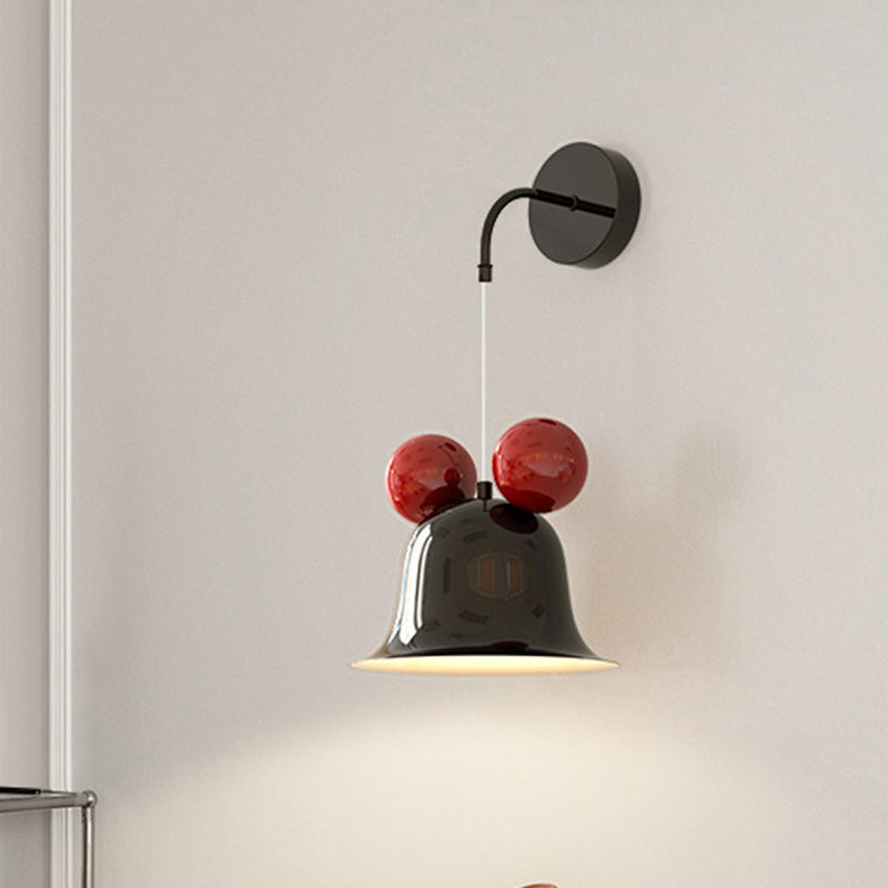 Contemporary Creative Round Bell Shape Iron 1-Light Wall Sconce Lamp For Bedroom