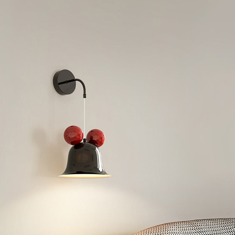 Contemporary Creative Round Bell Shape Iron 1-Light Wall Sconce Lamp For Bedroom