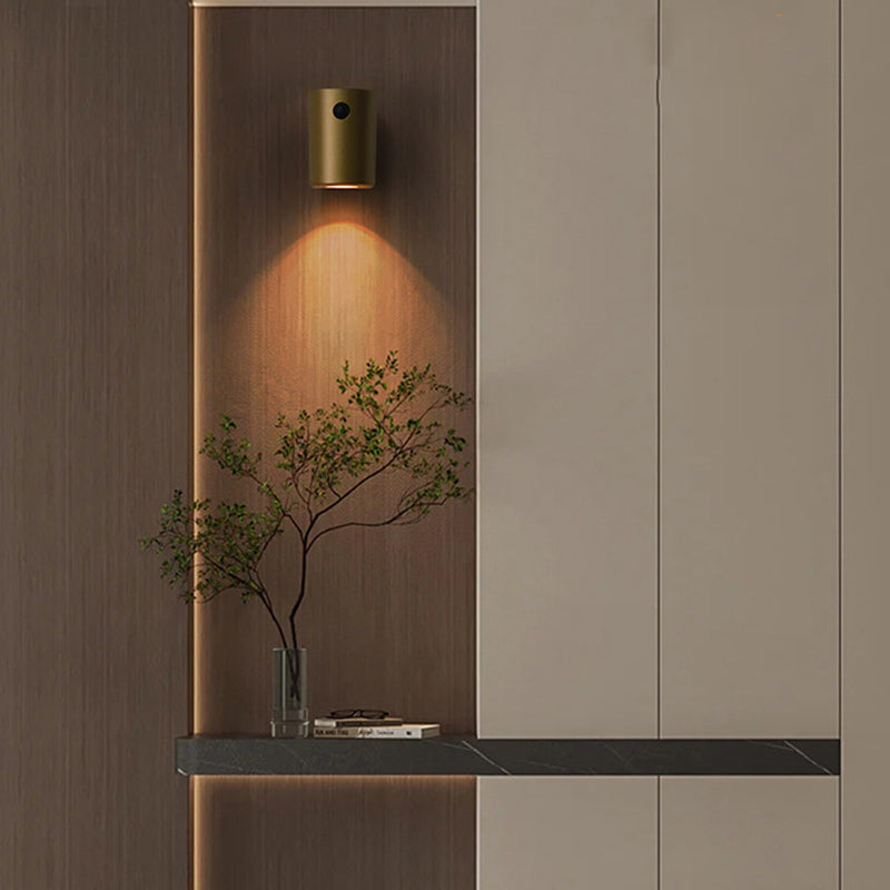 Modern Minimalist Charge Electromagnetic Suction Cylinder Resin LED Wall Sconce Lamp For Bedroom