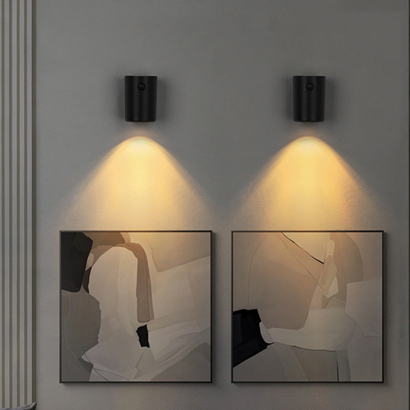 Modern Minimalist Charge Electromagnetic Suction Cylinder Resin LED Wall Sconce Lamp For Bedroom