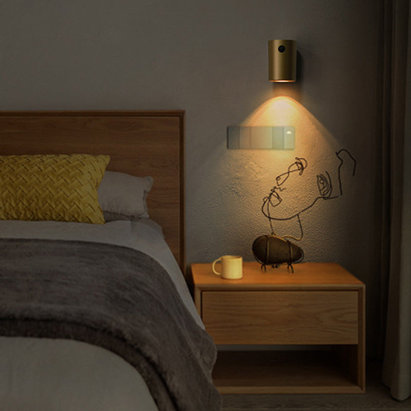 Modern Minimalist Charge Electromagnetic Suction Cylinder Resin LED Wall Sconce Lamp For Bedroom