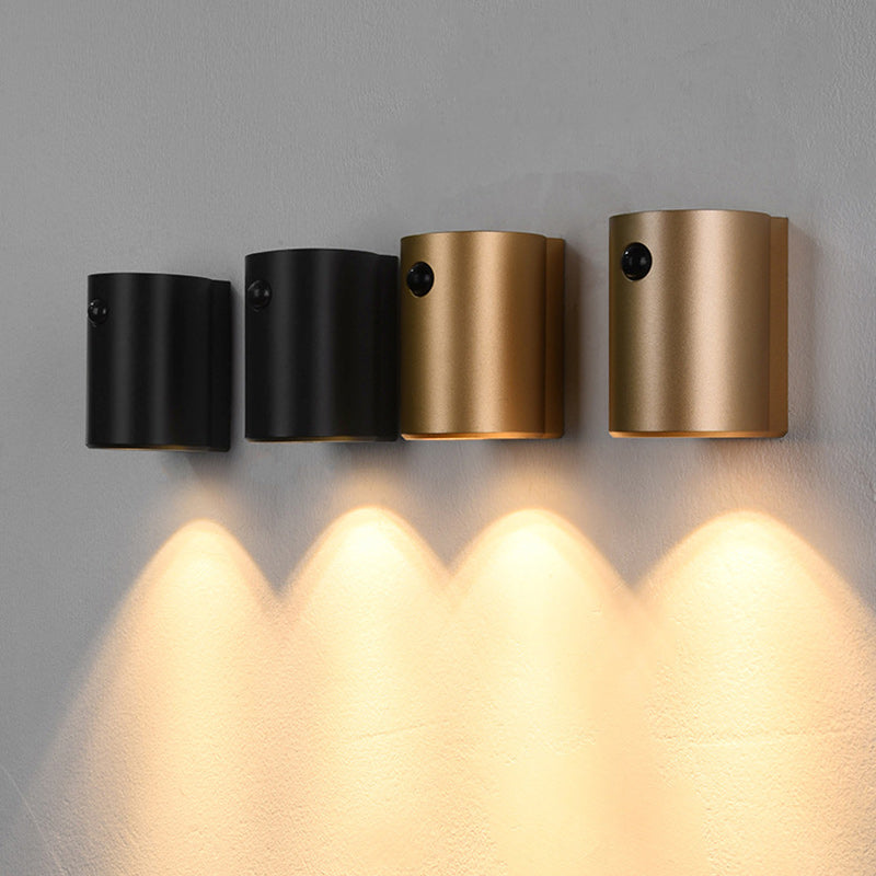 Modern Minimalist Charge Electromagnetic Suction Cylinder Resin LED Wall Sconce Lamp For Bedroom