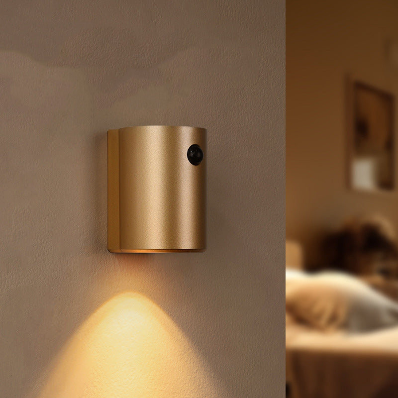 Modern Minimalist Charge Electromagnetic Suction Cylinder Resin LED Wall Sconce Lamp For Bedroom