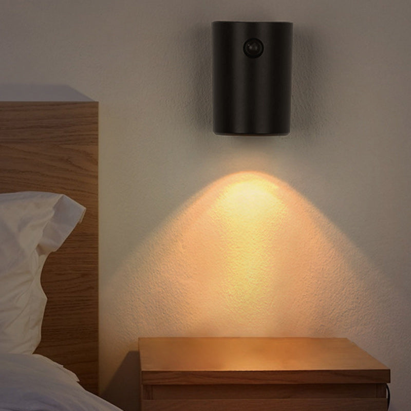 Modern Minimalist Charge Electromagnetic Suction Cylinder Resin LED Wall Sconce Lamp For Bedroom