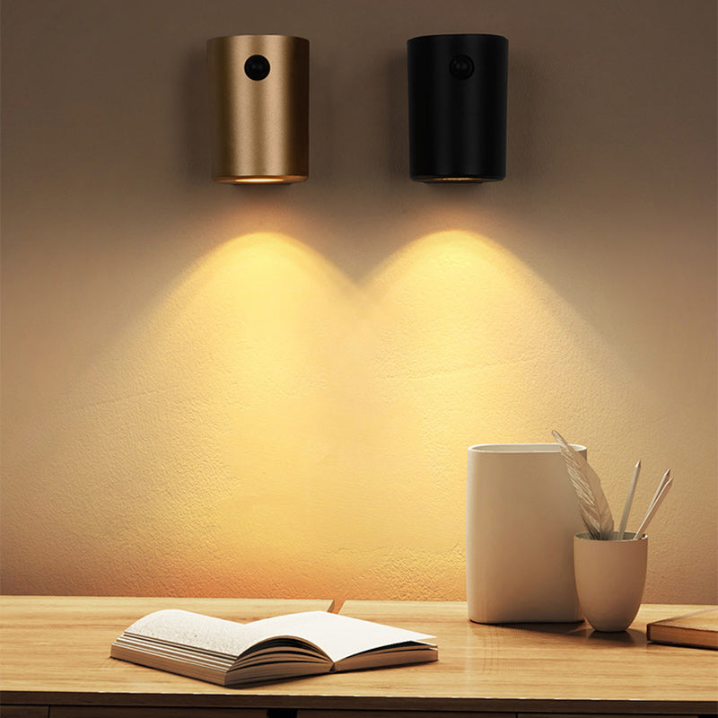 Modern Minimalist Charge Electromagnetic Suction Cylinder Resin LED Wall Sconce Lamp For Bedroom