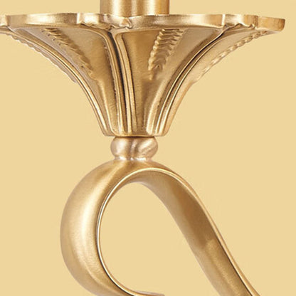 Modern Luxury Curved Rod Flower Shape Candle Holder Full Brass Frame Glass Shade 1/2 Light Wall Sconce Lamp For Living Room