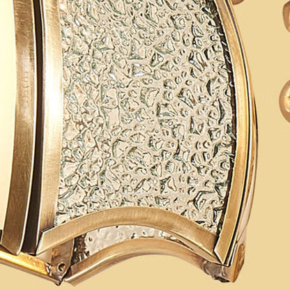 Modern Luxury Curved Rod Flower Shape Candle Holder Full Brass Frame Glass Shade 1/2 Light Wall Sconce Lamp For Living Room