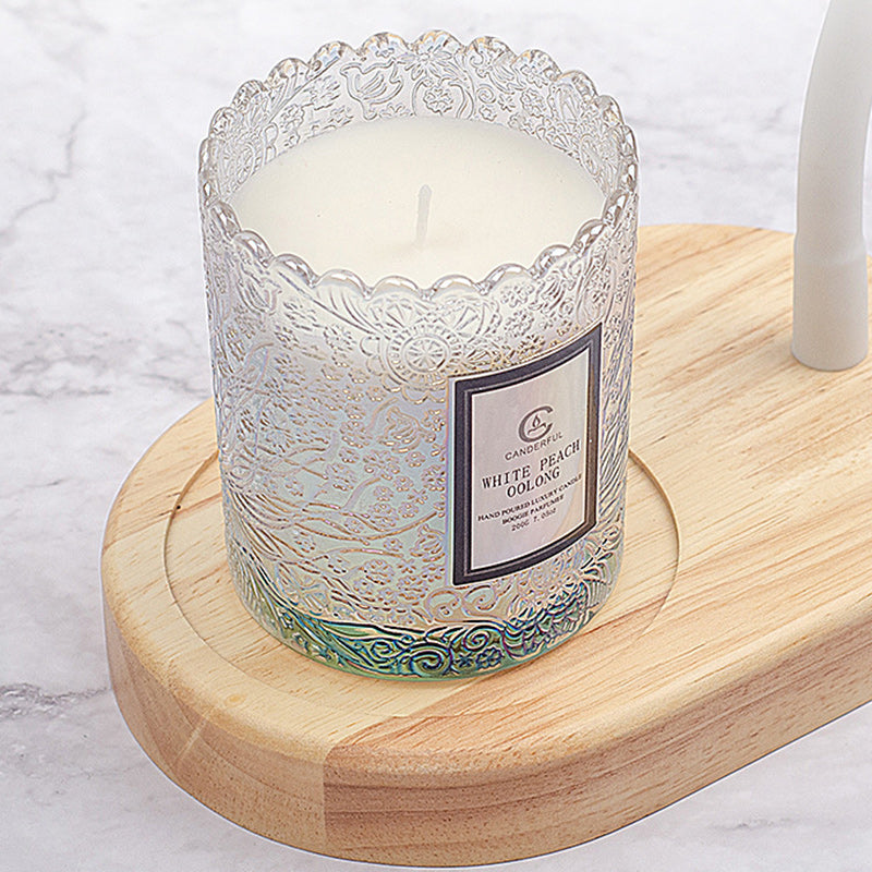 Modern Art Deco Cylinder Antler Wooden Base Iron Shade 1-Light Aromatherapy Melting Wax Table Lamp For Bedroom