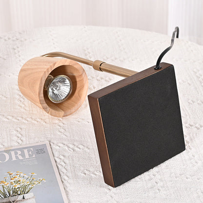 Modern Minimalist Square Cylindrical Wooden Base Iron 1-Light Aroma Melting Wax Table Lamp For Bedroom