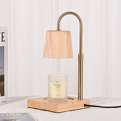 Modern Minimalist Square Cylindrical Wooden Base Iron 1-Light Aroma Melting Wax Table Lamp For Bedroom