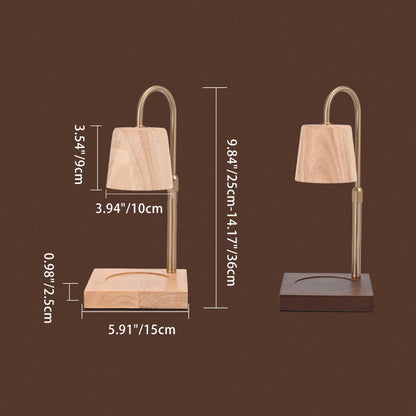 Modern Minimalist Square Cylindrical Wooden Base Iron 1-Light Aroma Melting Wax Table Lamp For Bedroom
