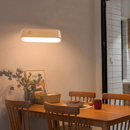 Modern Minimalist Magnetic Rectangular Wood LED Wall Sconce Lamp For Bedroom