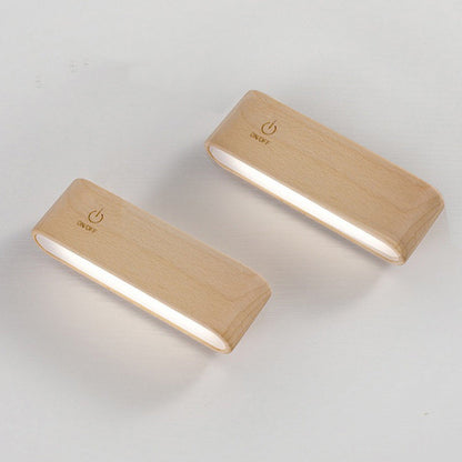 Modern Minimalist Magnetic Rectangular Wood LED Wall Sconce Lamp For Bedroom