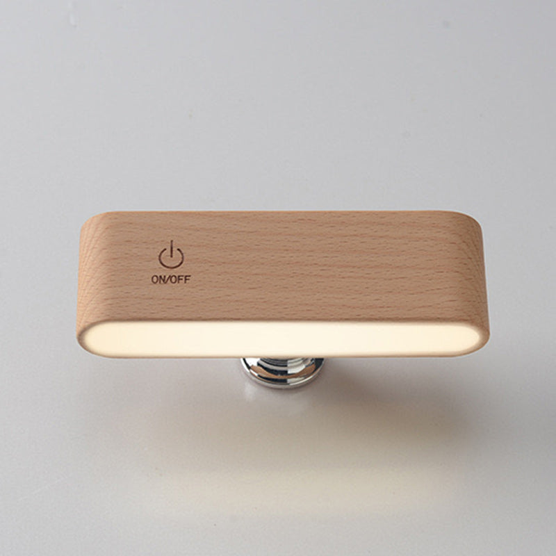 Modern Minimalist Magnetic Rectangular Wood LED Wall Sconce Lamp For Bedroom