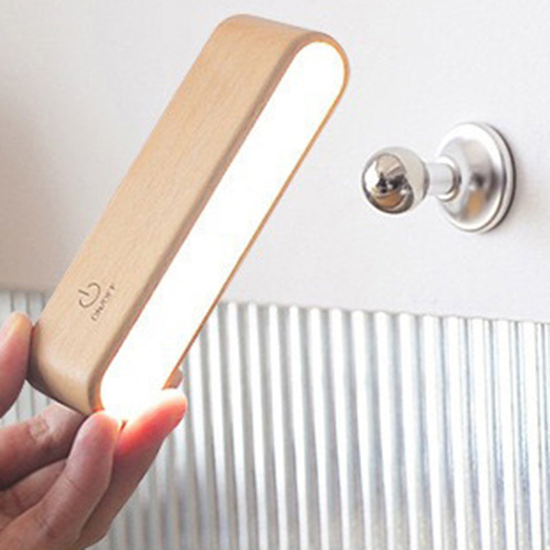 Modern Minimalist Magnetic Rectangular Wood LED Wall Sconce Lamp For Bedroom