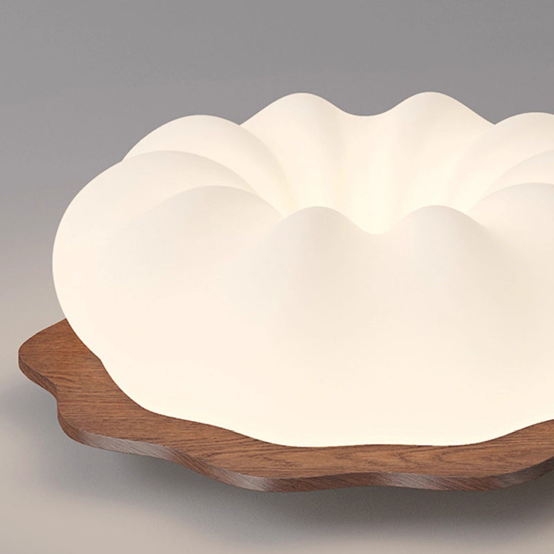 Modern Minimalist Pumpkin Cloud Shape Solid Wood Plastic LED Flush Mount Ceiling Light For Bedroom