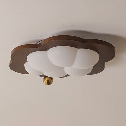 Contemporary Creative Cloud Pentagram Heart Solid Wood Iron Acrylic LED Flush Mount Ceiling Light For Bedroom