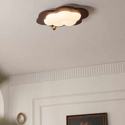 Contemporary Creative Cloud Pentagram Heart Solid Wood Iron Acrylic LED Flush Mount Ceiling Light For Bedroom