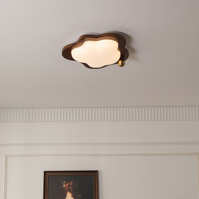 Contemporary Creative Cloud Pentagram Heart Solid Wood Iron Acrylic LED Flush Mount Ceiling Light For Bedroom