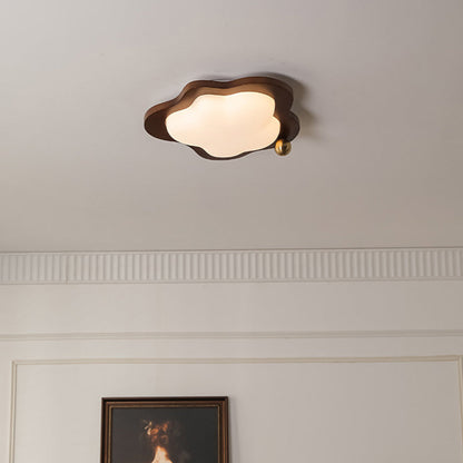 Contemporary Creative Cloud Pentagram Heart Solid Wood Iron Acrylic LED Flush Mount Ceiling Light For Bedroom