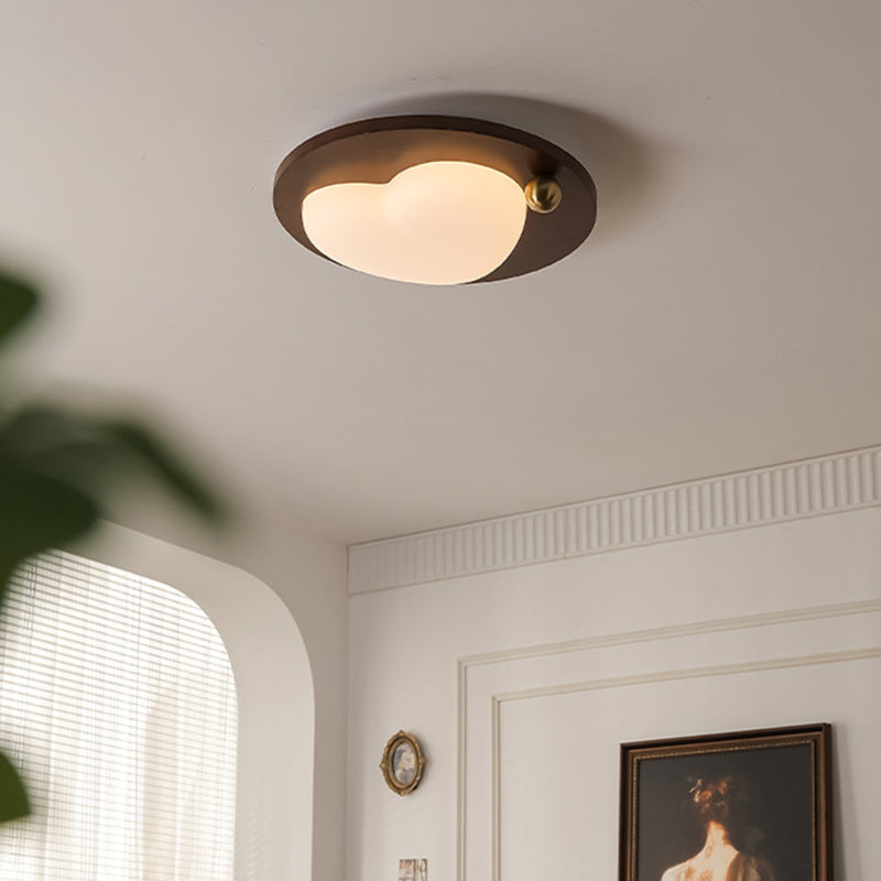 Contemporary Creative Cloud Pentagram Heart Solid Wood Iron Acrylic LED Flush Mount Ceiling Light For Bedroom