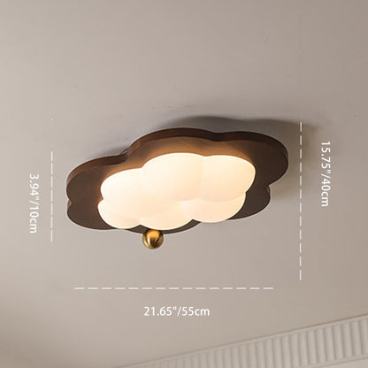 Contemporary Creative Cloud Pentagram Heart Solid Wood Iron Acrylic LED Flush Mount Ceiling Light For Bedroom