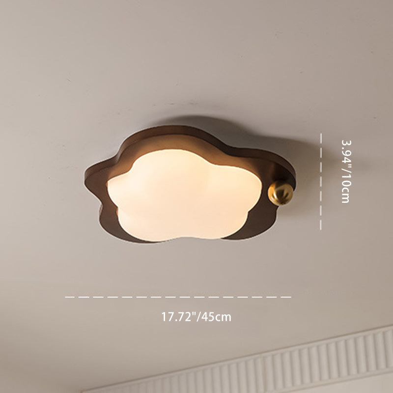 Contemporary Creative Cloud Pentagram Heart Solid Wood Iron Acrylic LED Flush Mount Ceiling Light For Bedroom