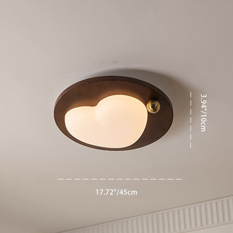 Contemporary Creative Cloud Pentagram Heart Solid Wood Iron Acrylic LED Flush Mount Ceiling Light For Bedroom