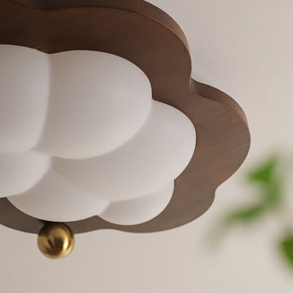 Contemporary Creative Cloud Pentagram Heart Solid Wood Iron Acrylic LED Flush Mount Ceiling Light For Bedroom