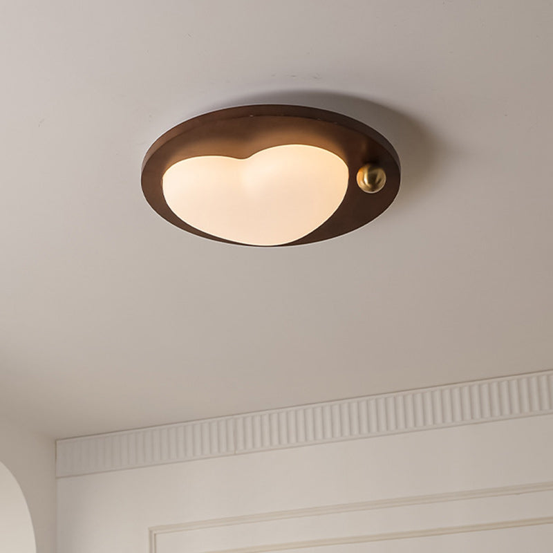 Contemporary Creative Cloud Pentagram Heart Solid Wood Iron Acrylic LED Flush Mount Ceiling Light For Bedroom