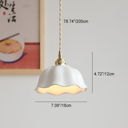 Modern Minimalist Round Lace Brass Ceramic 1-Light Pendant Light For Living Room