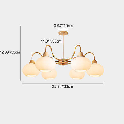 Traditional Japanese Branch Curved Rod Oval Iron Wood Glass 3/5/6/8 Light Chandelier For Living Room