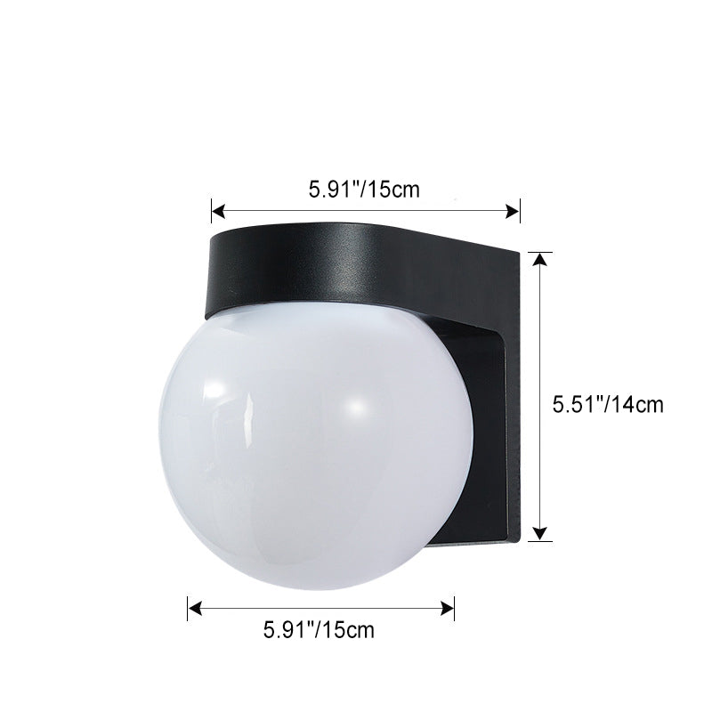 Modern Simplicity Waterproof Orb Polycarbonate Acrylic 1-Light Wall Sconce Lamp For Outdoor Patio