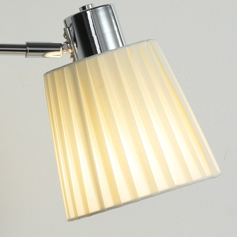 Modern Minimalist Swing Arm Round Cylinder Iron Fabric 1-Light Wall Sconce Lamp For Bedroom