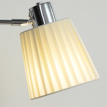 Modern Minimalist Swing Arm Round Cylinder Iron Fabric 1-Light Wall Sconce Lamp For Bedroom