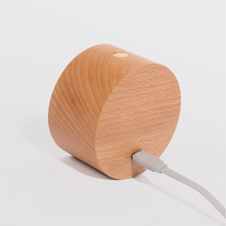 Modern Minimalist USB Rechargeable Round Metal Solid Wood Plastic LED Wall Sconce Lamp For Bedroom