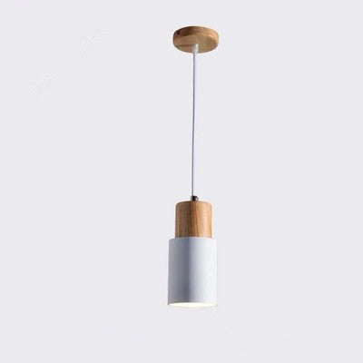 Modern Minimalist Round Cylinder Solid Wood Hardware 1-Light Pendant Light For Living Room