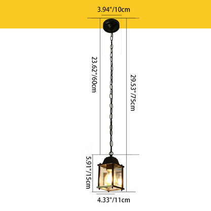 Modern Minimalist Waterproof Rectangular Aluminum Glass 1-Light Pendant Light For Outdoor Patio