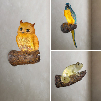 Modern Art Deco Owl Parrot Lizard Resin 1-Light Wall Sconce Lamp For Living Room