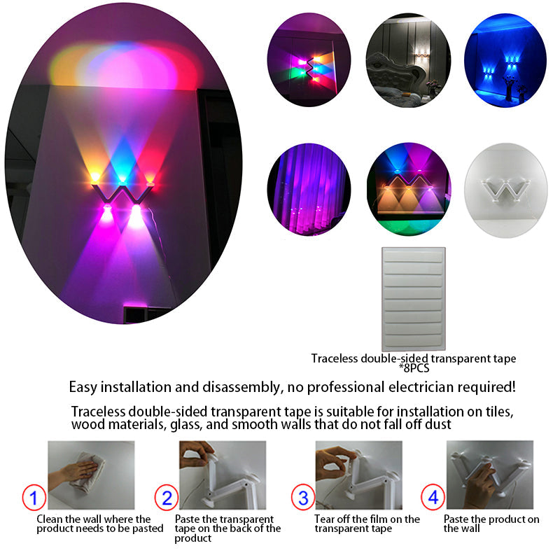 Modern Minimalist Line W Shape ABS Acrylic LED Wall Sconce Lamp For Bedroom