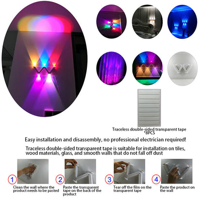 Modern Minimalist Line W Shape ABS Acrylic LED Wall Sconce Lamp For Bedroom