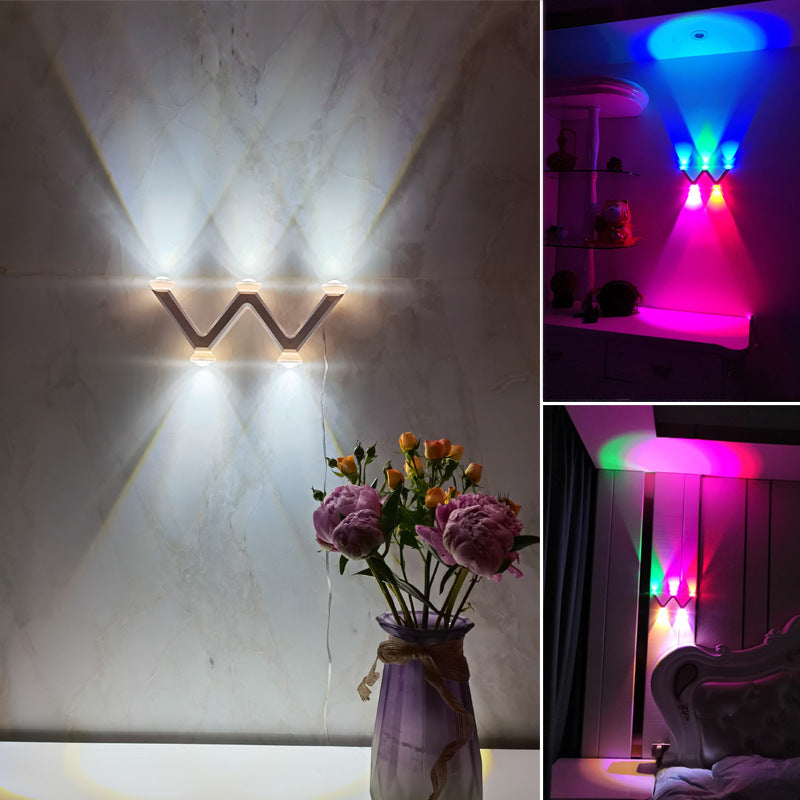 Modern Minimalist Line W Shape ABS Acrylic LED Wall Sconce Lamp For Bedroom