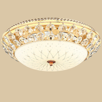 Modern Luxury Round Dome Alloy Glass LED Flush Mount Ceiling Light For Living Room