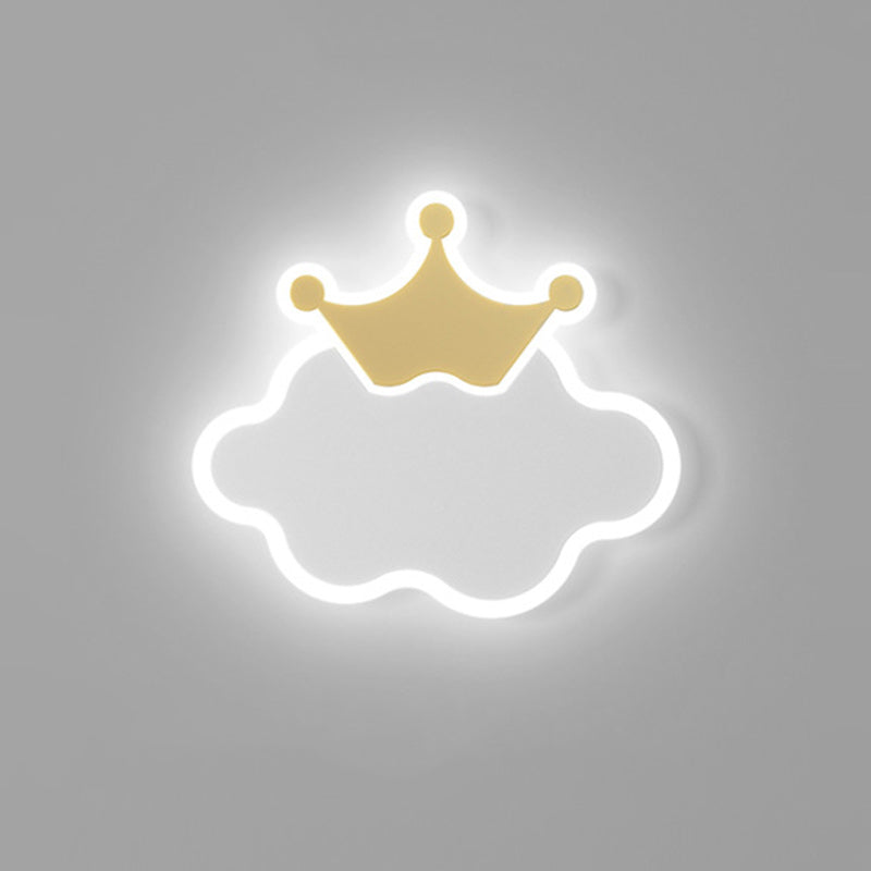 Modern Minimalist Kids Cloud Moon Round Iron Acrylic LED Wall Sconce Lamp For Bedroom