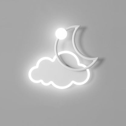 Modern Minimalist Kids Cloud Moon Round Iron Acrylic LED Wall Sconce Lamp For Bedroom