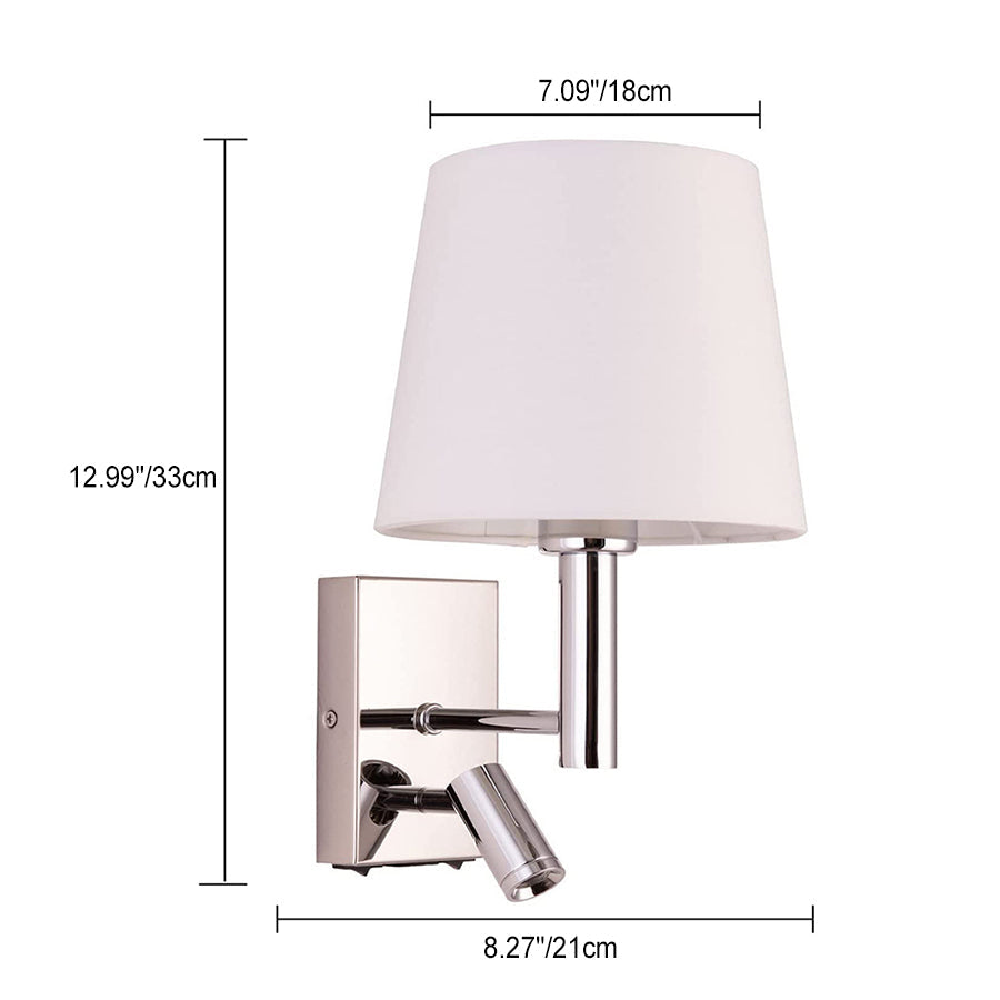 Modern Minimalist Round Trapezoidal Iron Fabric 1-Light Wall Sconce Lamp For Living Room